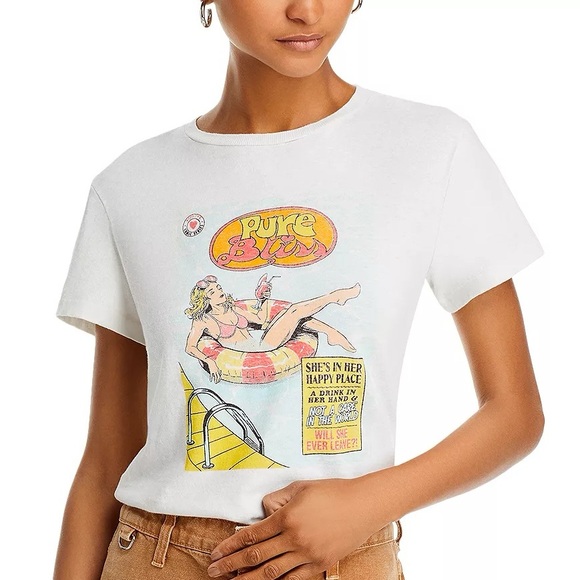White Graphic Tee with Retro Print | One-of-a-Kind Upcycled - Picture 1 of 5
